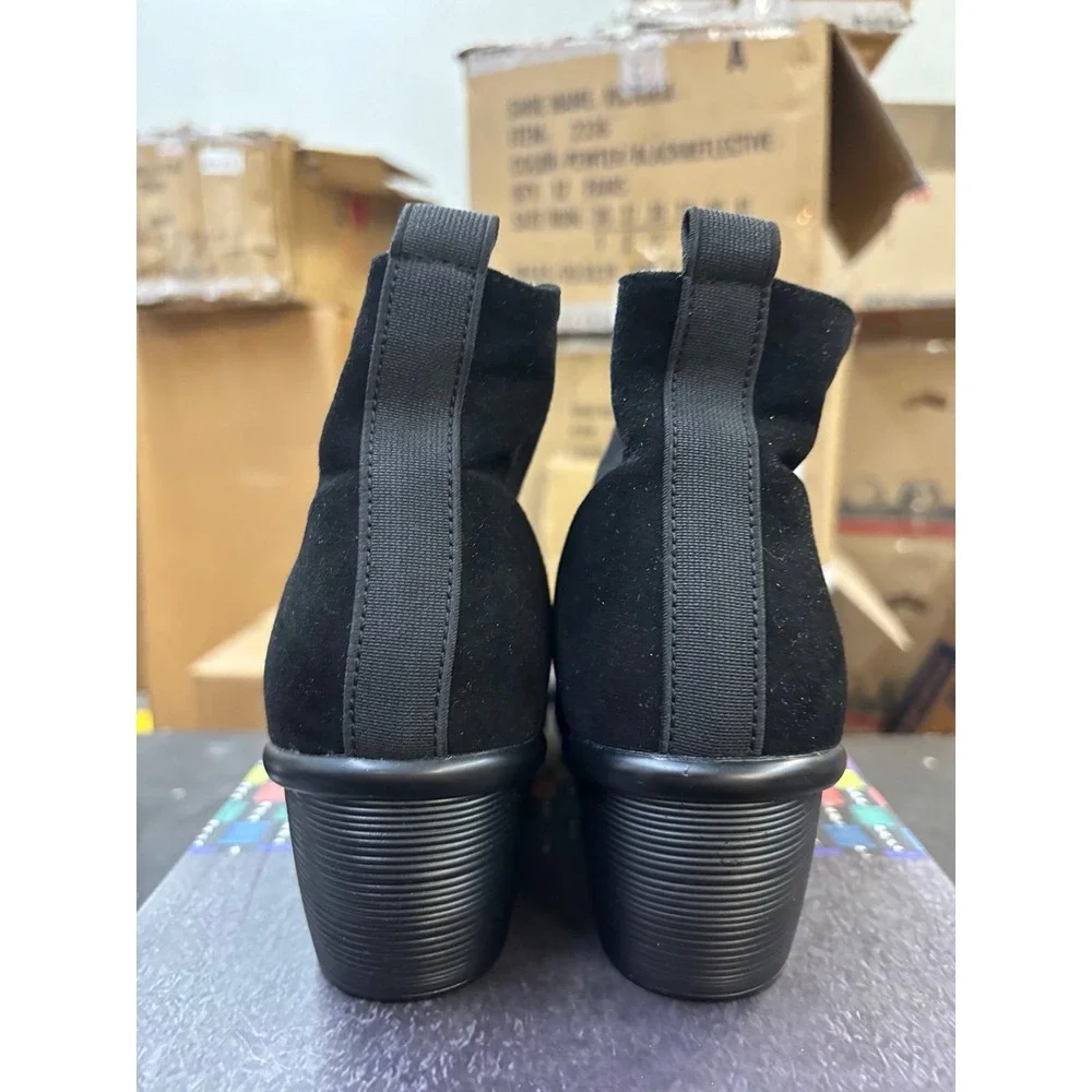 Bernie Mev Giggles Black Wedge Ankle Boots Size 38 US 7.5-8